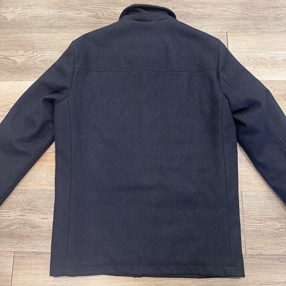 Calvin Klein Men’s Med Wool Duffle Navy Coat Jacket Removable Hood EUC - Picture 5 of 16